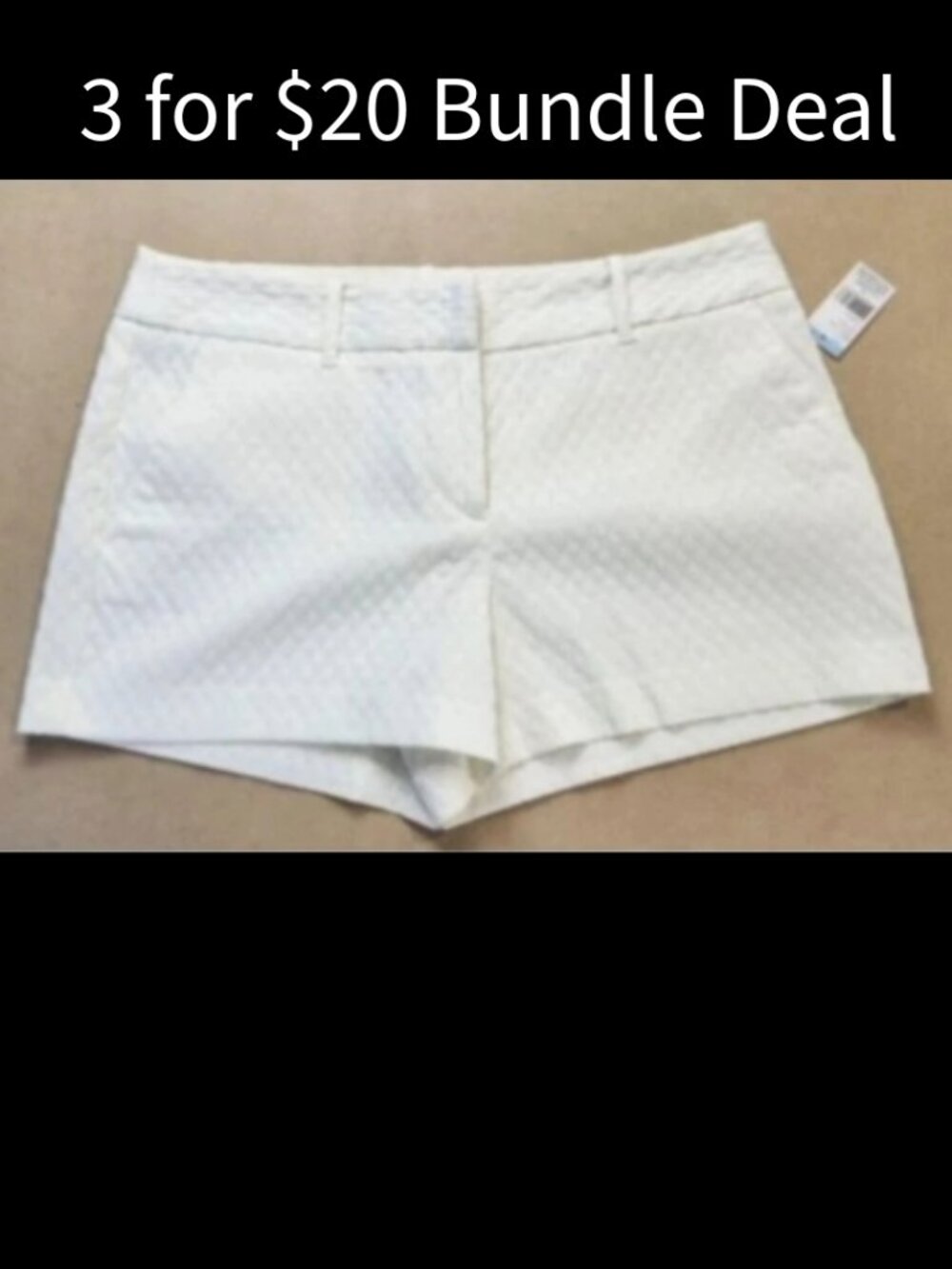 Metaphor White Basketweave Jacquard Chino Shorts – Size 10 NWT